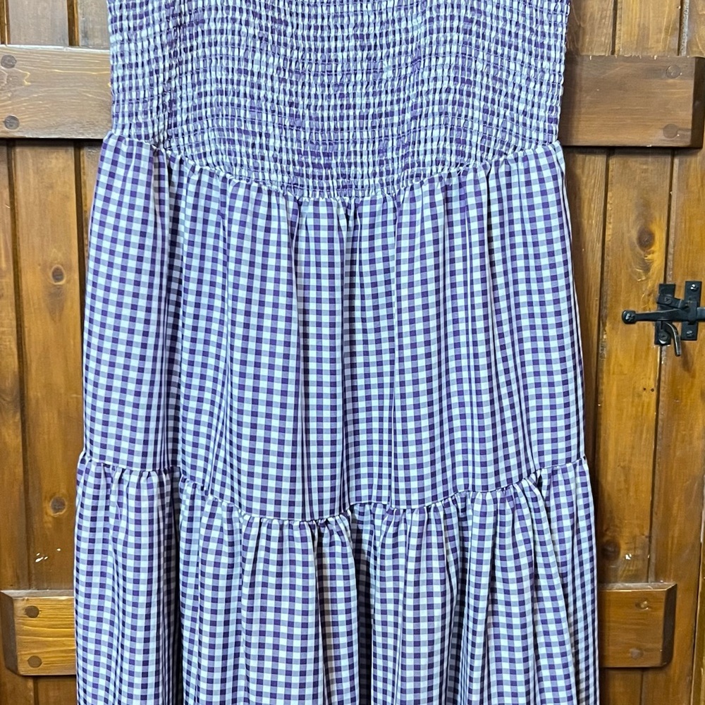 Purple Gingham Smocked Dress